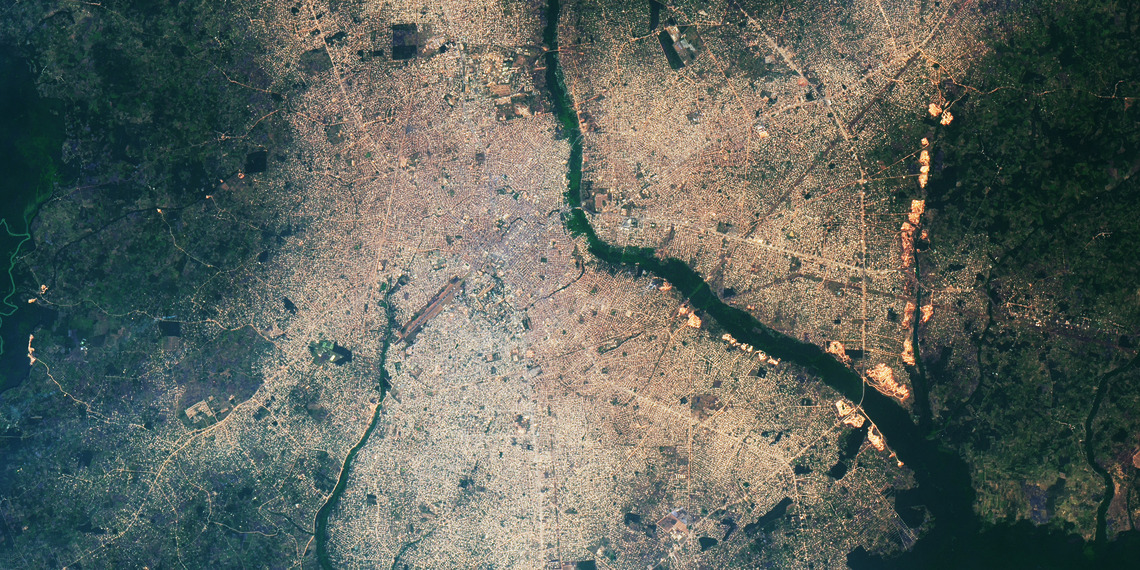 Satellite image of Benin City in Nigeria.