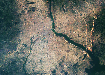 Satellite image of Benin City in Nigeria.