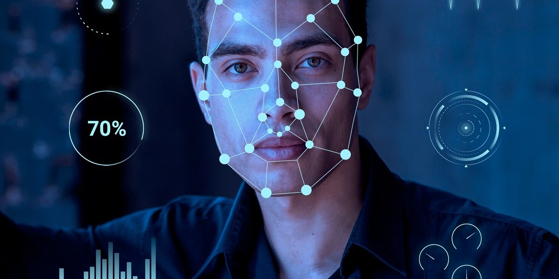 Computer vision system mapping facial features on a human face