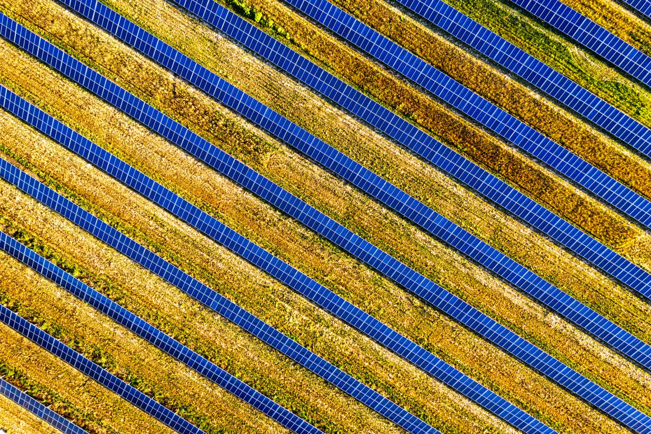 Aerial image of solar panels