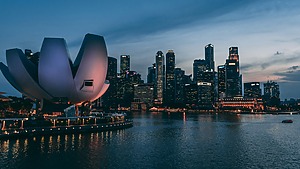 A photo of Singapore at dusk