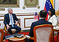US Energy Secretary Chris Wright speaking with Venezuela’s interim President Delcy Rodriguez