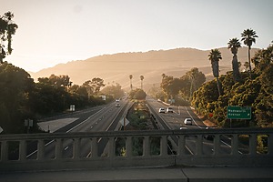 California highway at sunset