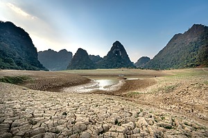 Dried-up riverbed in the heat