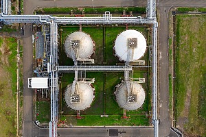 An aerial shot of processing infrastructure