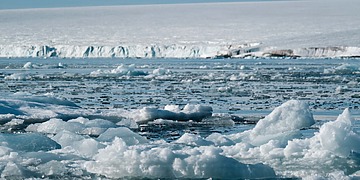 A picture of ice sheets melting due to climate change.