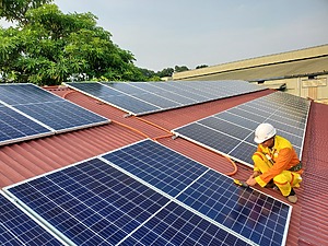 An image of rooftop solar panels. 
