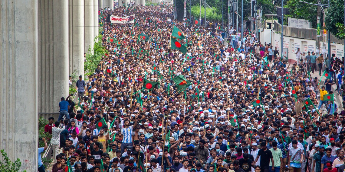 The victory celebration of Bangladeshi student's one point movement