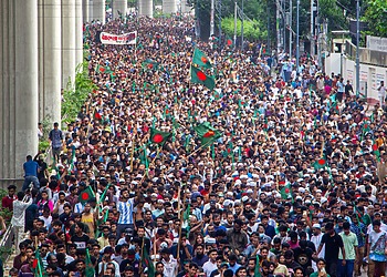 The victory celebration of Bangladeshi student's one point movement
