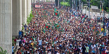 The victory celebration of Bangladeshi student's one point movement