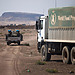 Ethiopian peacekeepers serving with the African Union/UNAMID escort World Food Programme trucks
