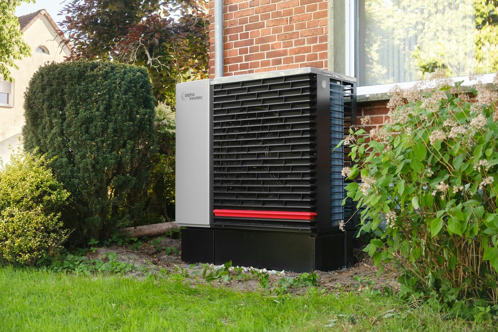 A heat pump in a house garden
