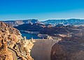 Hoover Dam spanning the Colorado River in a desert canyon