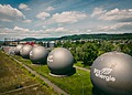 Gas tanks in Switzerland surrounded by nature