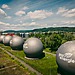 Gas tanks in Switzerland surrounded by nature