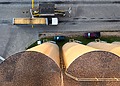 Aerial view of grain silos