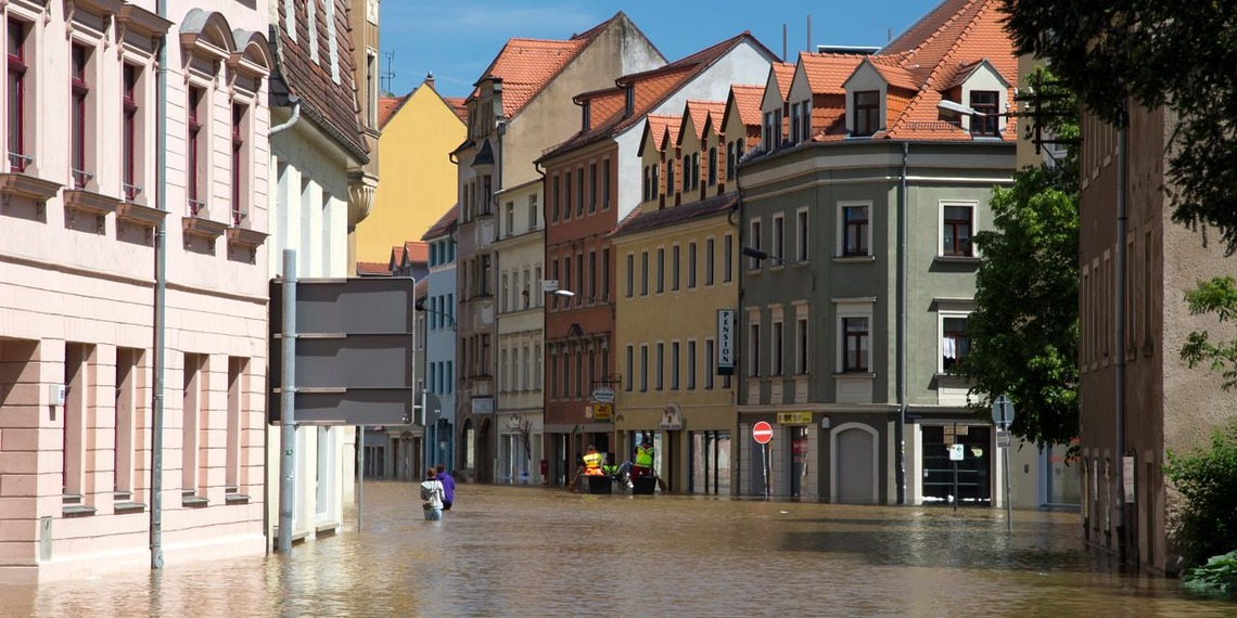 Flooded European city