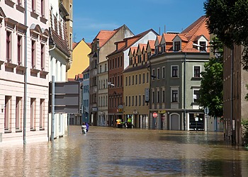 Flooded European city