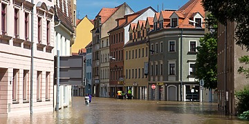 Flooded European city
