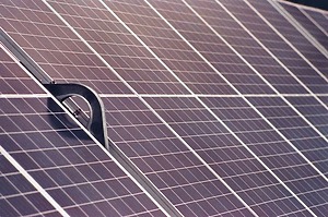 Detailed close-up of solar panels.