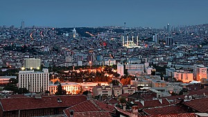 The city of Ankara, Turkey, at night.