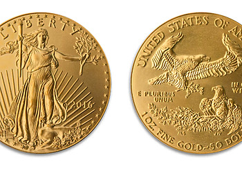 Obverse and reverse of a 2016 one-ounce American Gold Eagle