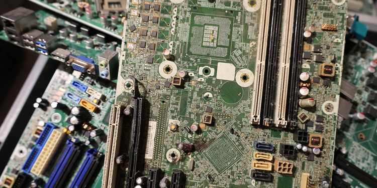 A pile of discarded circuit boards