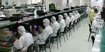 Workers at an electronics factory in China.
