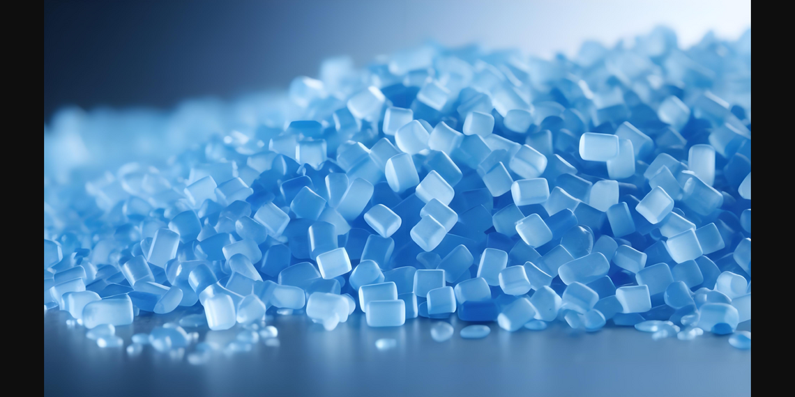 Talc powder close up. A blue like material in a cubic shape.