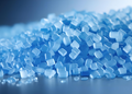 Talc powder close up. A blue like material in a cubic shape.
