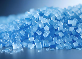 Talc powder close up. A blue like material in a cubic shape.