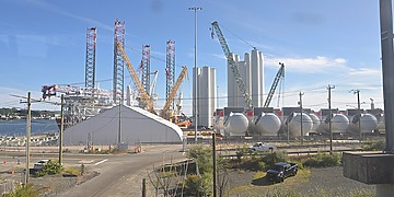 Wind turbines being constructed at a Revolution Wind project site.
