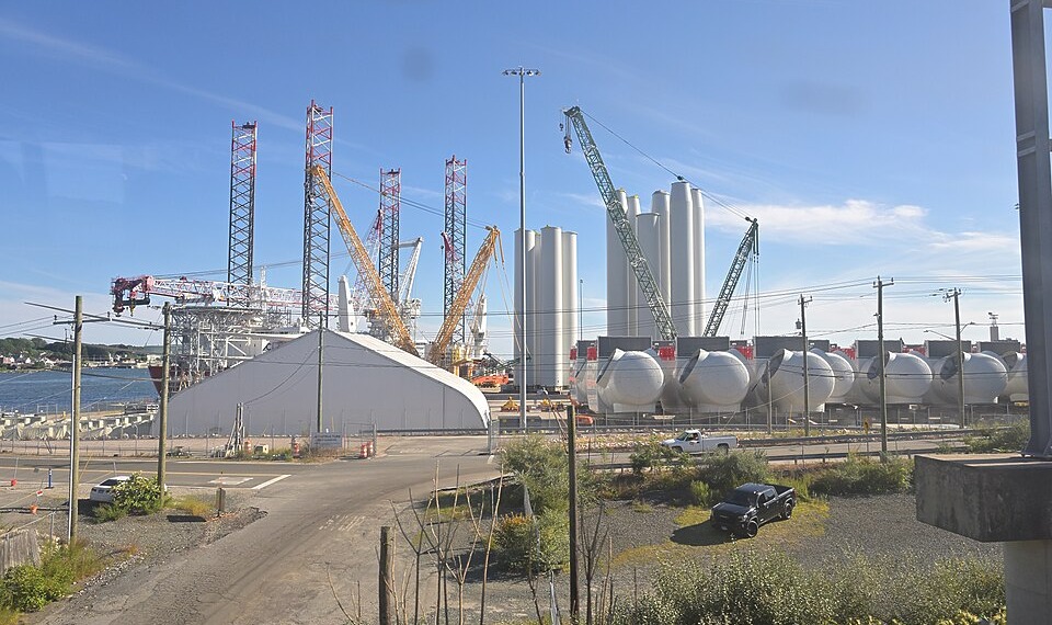 Wind turbines being constructed at a Revolution Wind project site.
