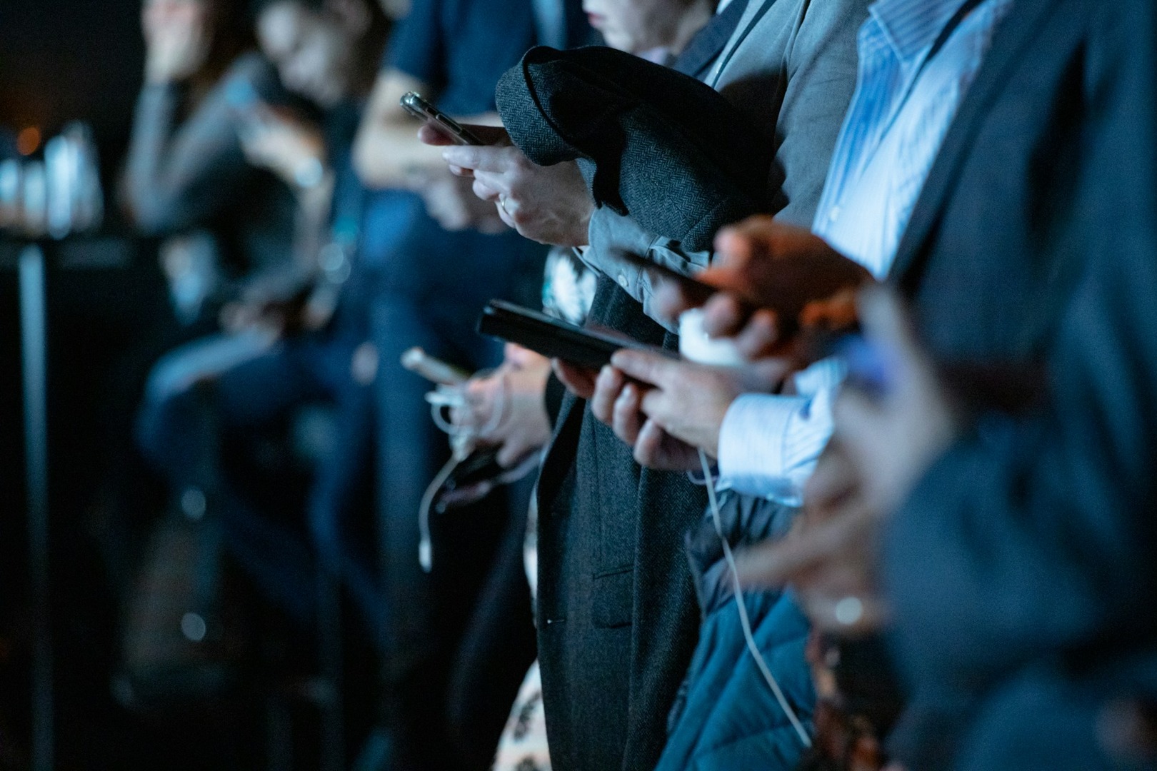 People glued to their phones