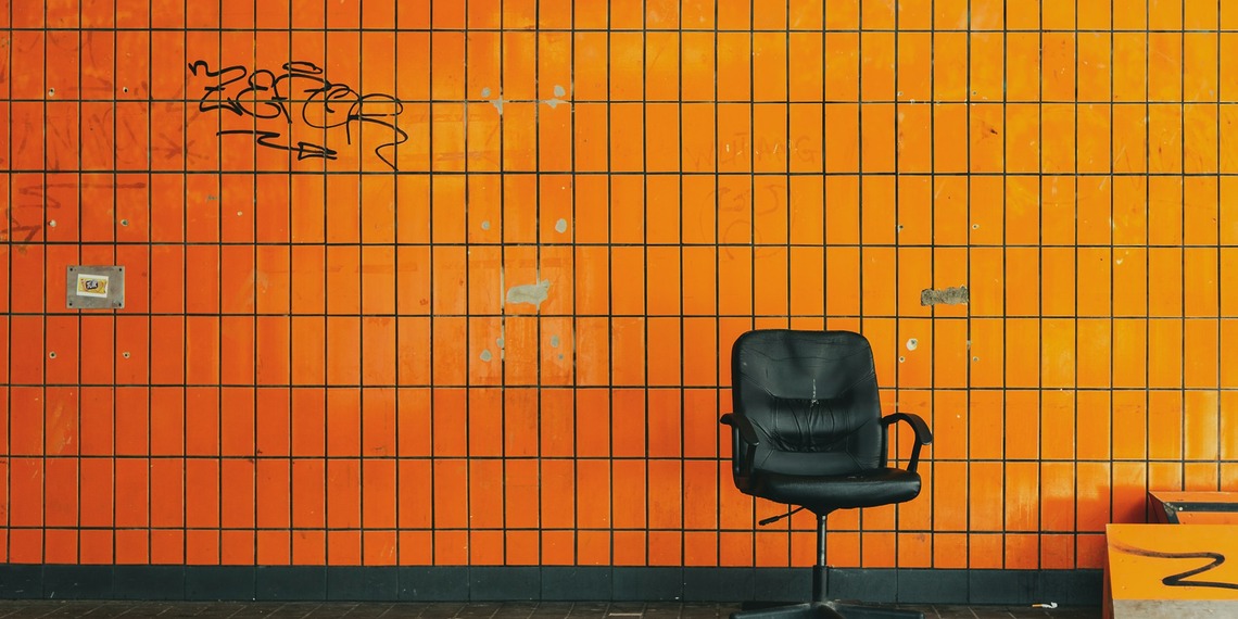 A thrown out office chair