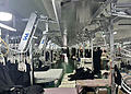 Garment production line inside a textile manufacturing factory