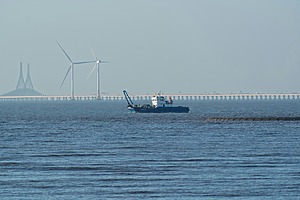 wind farms, water, boats