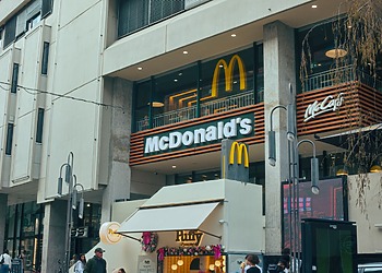 Facade of a McDonalds in Ljubljana, Slovenia.