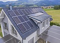 Home with rooftop solar panels supporting residential energy resilience